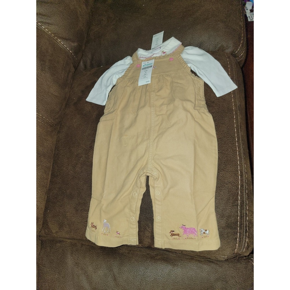 Gymboree vintage puppy love bodysuit and overalls size 3 6 months nwt